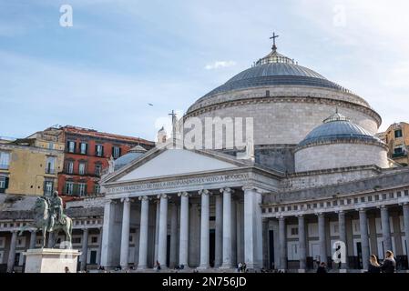 Huge classicistic basilica San Francesco di Paula in downtown Naples, Southern Italy Stock Photo