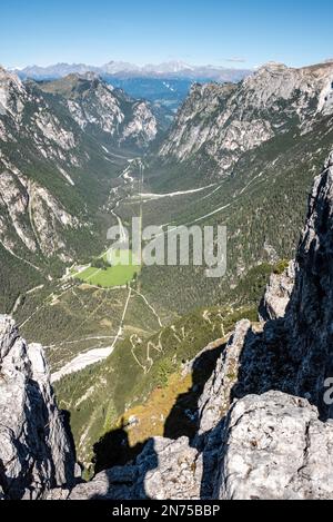 Remains of military trenches on Mount Piano in the Dolomite Alps, built during the First World War, South Tirol Stock Photo