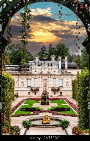 Linderhof Palace and its Park, Upper Bavaria, Germany Stock Photo
