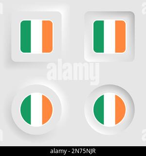 Ireland neumorphic graphic and label set. Element of impact for the use you want to make of it. Stock Vector