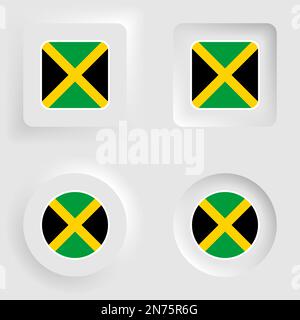 Jamaica neumorphic graphic and label set. Element of impact for the use you want to make of it. Stock Vector