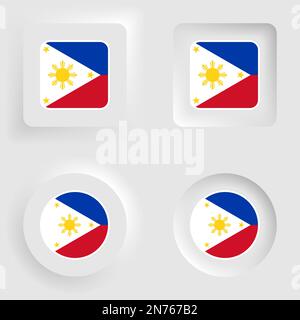 Philippines neumorphic graphic and label set. Element of impact for the use you want to make of it. Stock Vector