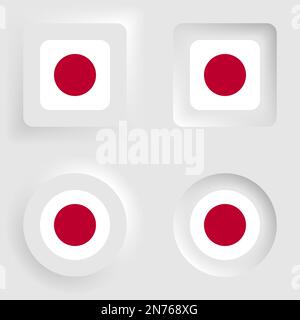 Japan neumorphic graphic and label set. Element of impact for the use you want to make of it. Stock Vector