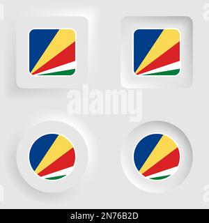 Seychelles neumorphic graphic and label set. Element of impact for the use you want to make of it. Stock Vector