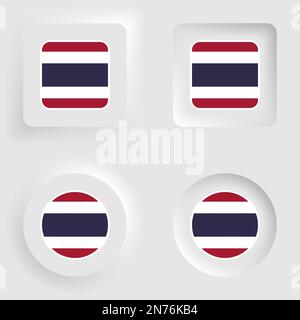 Thailand neumorphic graphic and label set. Element of impact for the use you want to make of it. Stock Vector