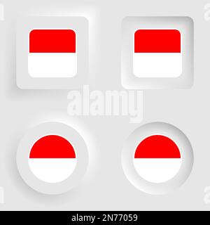 Indonesia neumorphic graphic and label set. Element of impact for the use you want to make of it. Stock Vector