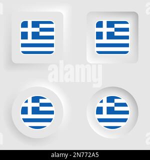 Greece neumorphic graphic and label set. Element of impact for the use you want to make of it. Stock Vector