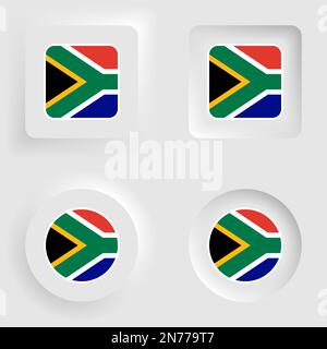 SouthAfrica neumorphic graphic and label set. Element of impact for the use you want to make of it. Stock Vector