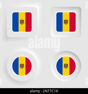 Moldova neumorphic graphic and label set. Element of impact for the use you want to make of it. Stock Vector
