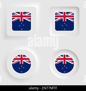 Newzealand neumorphic graphic and label set. Element of impact for the use you want to make of it. Stock Vector