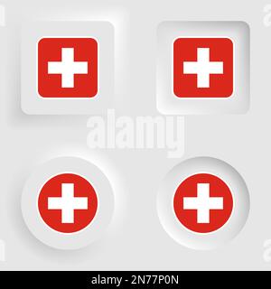 Switzerland neumorphic graphic and label set. Element of impact for the use you want to make of it. Stock Vector