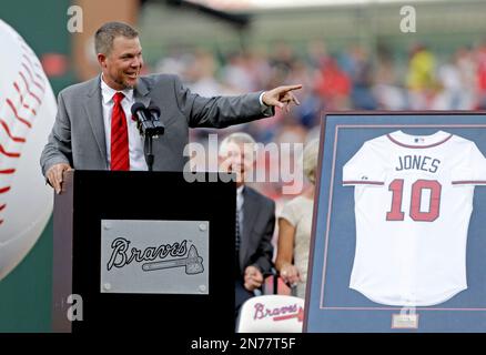 Atlanta Braves Chipper Jones takes batting practice prior to the Braves  game against the Washington Nationals at Nationals Park in Washington on  August 20, 2012. UPI/Kevin Dietsch Stock Photo - Alamy
