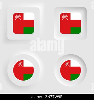 Oman neumorphic graphic and label set. Element of impact for the use you want to make of it. Stock Vector