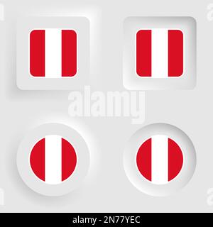 Peru neumorphic graphic and label set. Element of impact for the use you want to make of it. Stock Vector