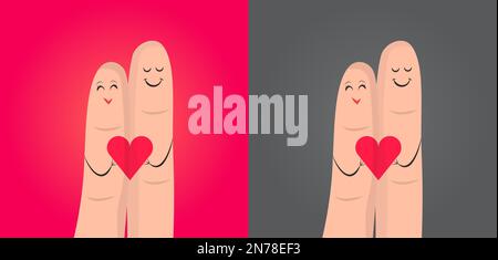 Romantic Fingers Love Valentine Character Vector Illustration Stock Vector