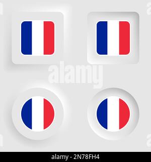 France neumorphic graphic and label set. Element of impact for the use you want to make of it. Stock Vector