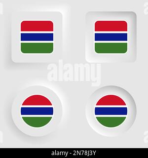 Gambia neumorphic graphic and label set. Element of impact for the use you want to make of it. Stock Vector