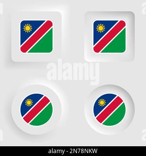 Namibia neumorphic graphic and label set. Element of impact for the use you want to make of it. Stock Vector