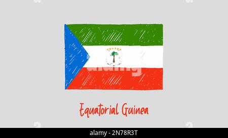 Equatorial Guinea Flag Pencil Color Sketch Illustration Vector Stock Vector
