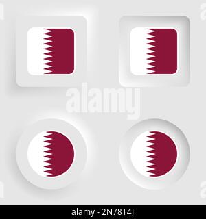 Qatar neumorphic graphic and label set. Element of impact for the use you want to make of it. Stock Vector