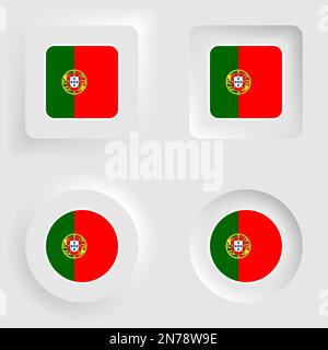 Portugal neumorphic graphic and label set. Element of impact for the use you want to make of it. Stock Vector