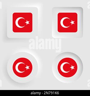 Turkey neumorphic graphic and label set. Element of impact for the use you want to make of it. Stock Vector