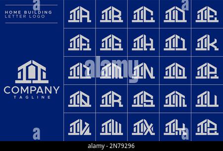 Minimalist home letter I logo design template set. House II I letter logo vector Stock Vector