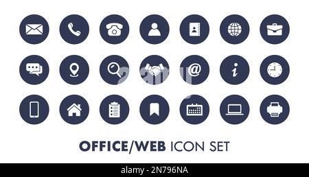 Circular Office Web Essential Vector Icon Collection Stock Vector
