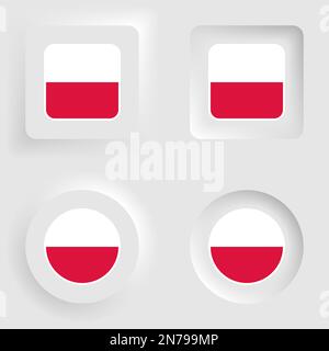 Poland neumorphic graphic and label set. Element of impact for the use you want to make of it. Stock Vector
