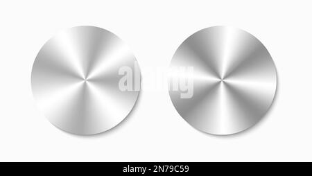 Realistic Silver Aluminum Metal Shiny Texture Icon Mockup Stock Vector