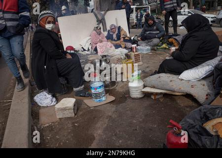 Kahramanmara, Turkey. 10th Feb, 2023. People are seen living on the street because of the earthquake. Turkey experienced the biggest earthquake of this century at the border region with Syria. The earthquake was measured 7.7 magnitudes. (Photo by Tunahan Turhan/SOPA Images/Sipa USA) Credit: Sipa USA/Alamy Live News Credit: Sipa USA/Alamy Live News Stock Photo