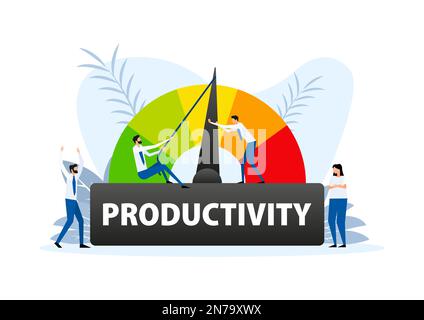 Productivity level meter. Productivity speedometer. Average risk meter. Stock Vector