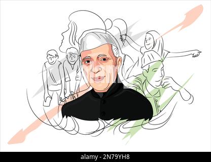 Jawaharlal Nehru Children's Day drawing outline ✍️❤️..... . . . . Full  Tutorial video on my YouTube channel 👇✍️ (Somnath K... | Instagram