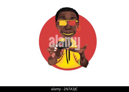 khaby lame cartoon vector illustration Stock Vector