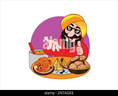 Sikh selling street food vector illustration Pro Vector Stock Vector