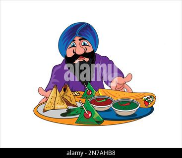 Sikh selling street food vector illustration Pro Vector Stock Vector