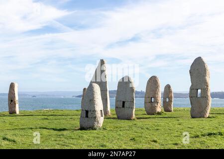 Menhirs park in A Coruna, Galicia Stock Photo