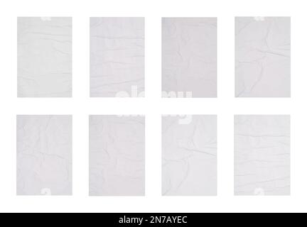 Collection of creased blank posters on white background Stock Photo