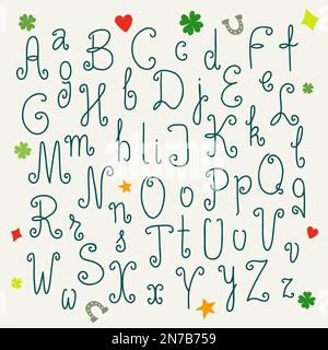 Handdrawn alphabet for your DIY projects and design. Stock Vector