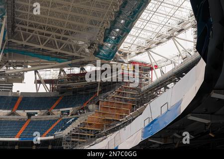 Building and improving the greatest football stadium in Spain, construction detail of Santiago Bernabeu - Real Madrid Stock Photo