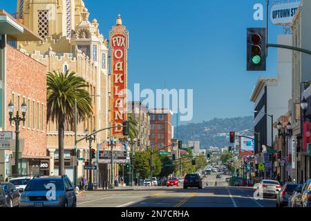Telegraph Avenue at 18th Street in Oakland, California, USA. Stock Photo