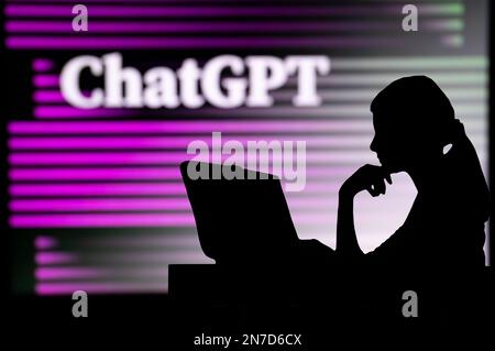 JAPAN, TOKYO. JANUARY 30, 2023: ChatGPT. Breaking Barriers: A Woman on the Rise in the Tech World Stock Photo