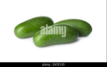 Fresh whole seedless avocados isolated on white Stock Photo