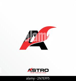 Letter or word A sans serif font and Fire or Flame image graphic icon logo design abstract concept vector stock symbol related to Initial. Stock Vector