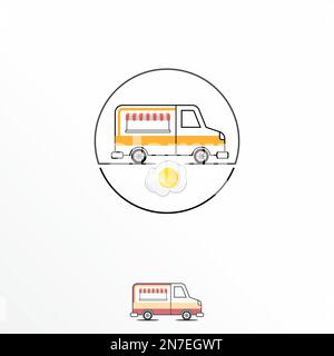 Van car for food or cafe with Egg image graphic icon logo design abstract concept vector stock. Can be used as a symbol related to restaurant. Stock Vector