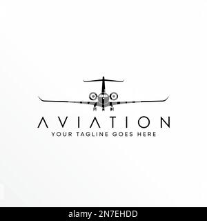 Aircraftor plane in Flight or flying image graphic icon logo design abstract concept vector stock. used as a symbol related to aviation transportation Stock Vector