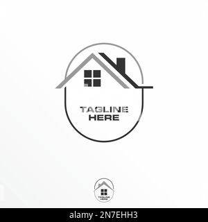 simple Roof house and window in ellipse emblem image graphic icon logo design abstract concept vector stock. used as a symbol related to Property Stock Vector