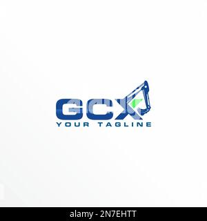 Combination letter or word GCX font with hand Excavator Heavy equipment graphic icon logo design abstract concept vector stock construction or initial Stock Vector