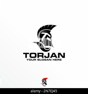 Helmet Trojan viking spartan front side with hair image graphic icon logo design abstract concept vector stock related to fighter or knight. Stock Vector