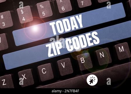 Text showing inspiration Zip Codes. Internet Concept numbers added to a postal address to assist the sorting of mail Stock Photo